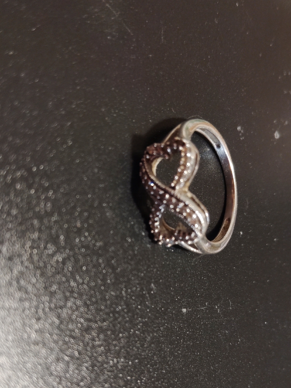 Zales Silver Infinity Heart Ring with CZ Accents